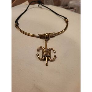 vintage large brass statement chest plate necklace